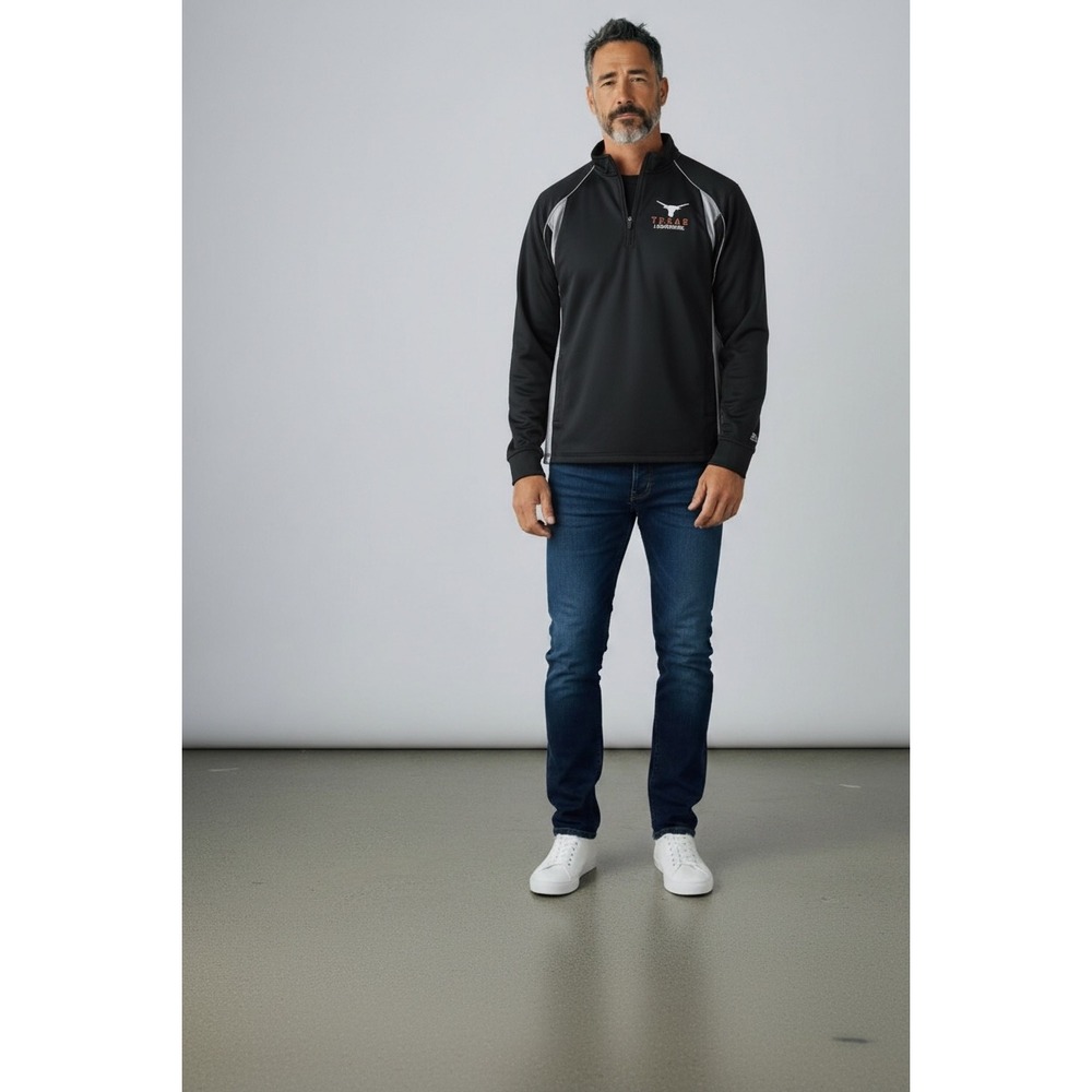 809 Russell Athletic Texas Longhorns Mens Quarter Zip Pullover Black Gray Large